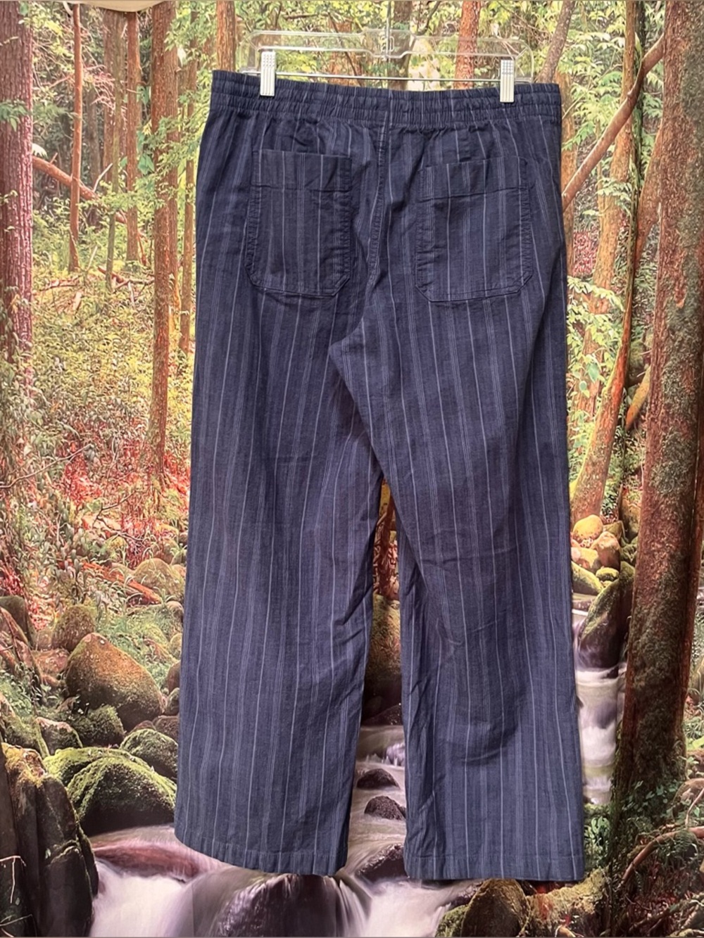 LL Bean Favorite Fit Pants cotton striped navy - Picture 5 of 14
